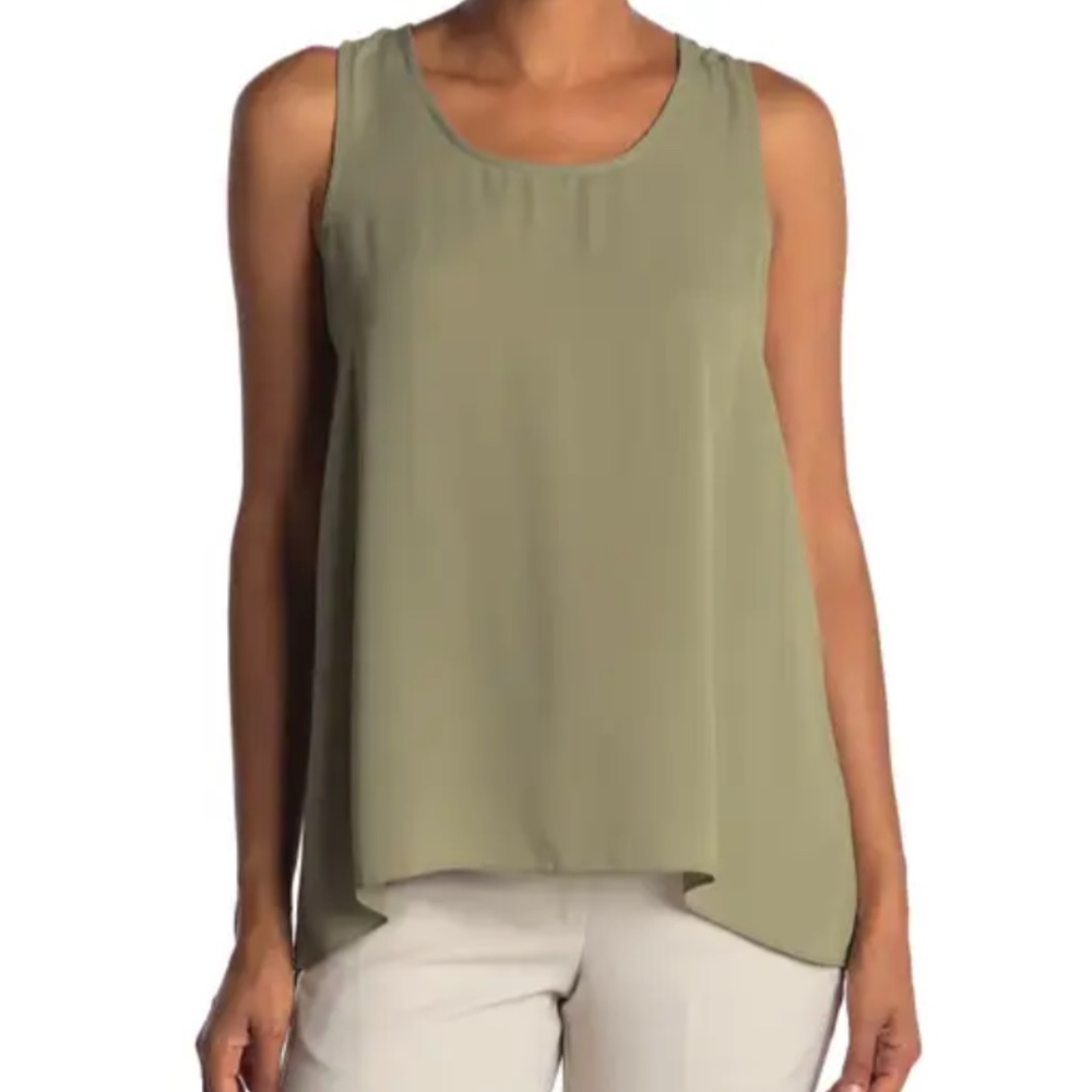 Everleigh Crew High/Low Tank Top Olive Medium